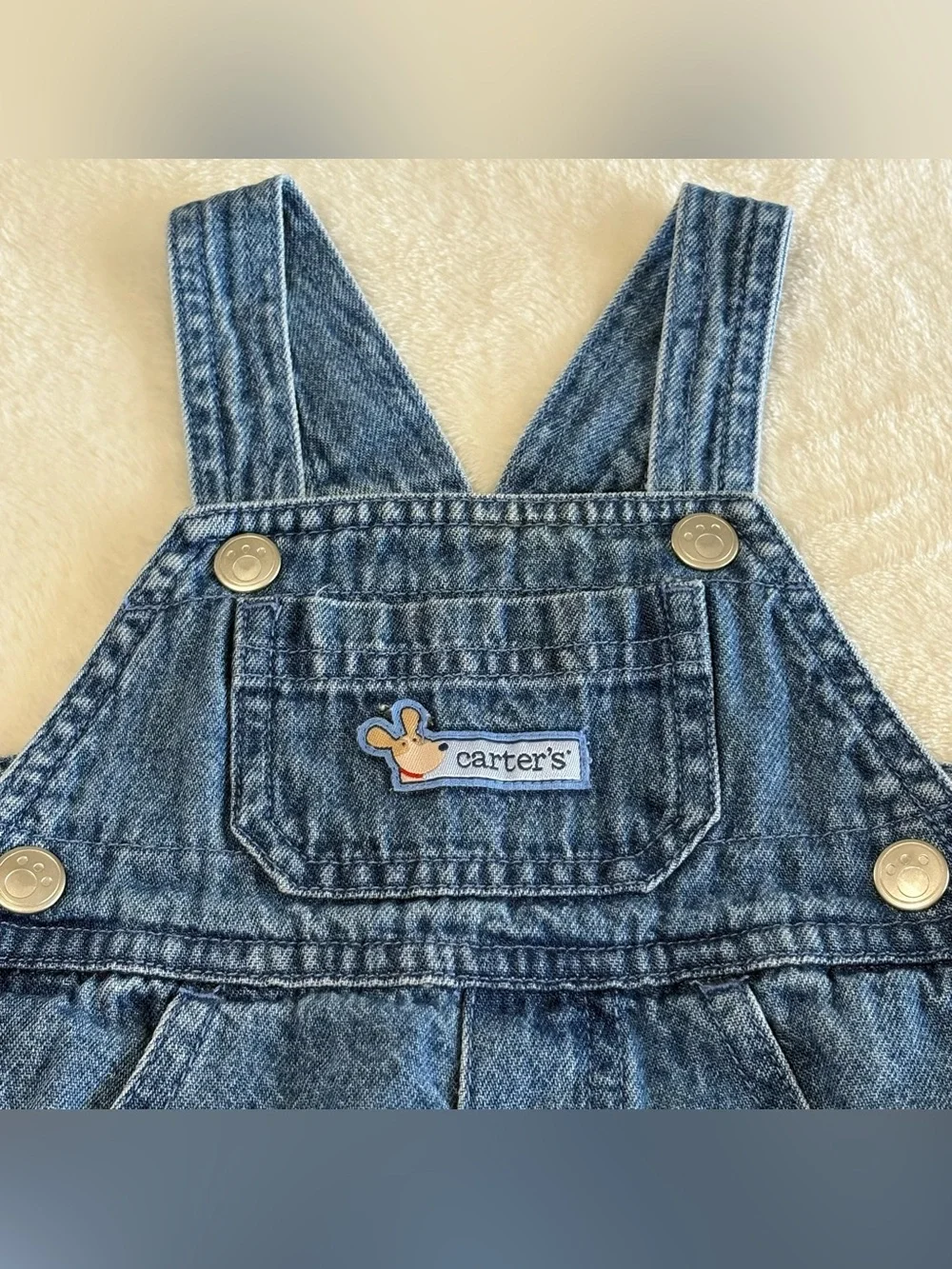 Carter Boys Infant Dog Gone Cute Denim Overalls with Dog Patch Size S (3 months)